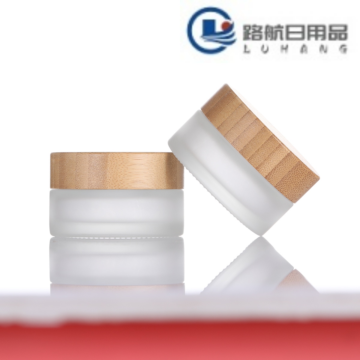 Bamboo and Wood Cover Cream Bottle, Cosmetic Filling Bottle, Cream Bottle, Clear Frosted Glass Bottle